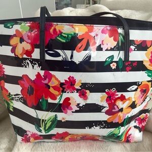 Macy's Colorful Floral Stripe Tote